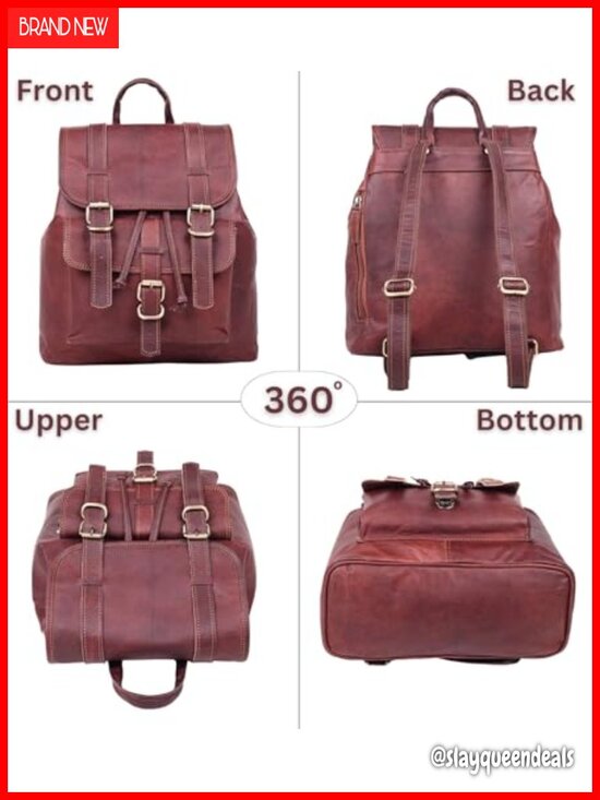 Vintage Genuine Leather Drawstring Rucksack Purse for Women Work Travel
